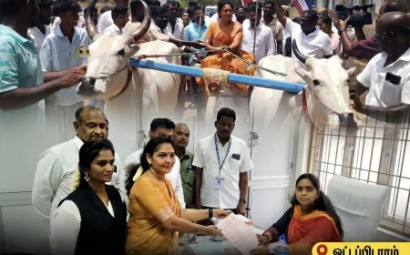 ஓட்டப்பிடாரத்தில் மாற்றத்தைக் கோரும் அருணா தேவி: மாட்டு வண்டியில் வந்து வேட்புமனு தாக்கல்!.