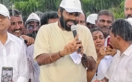 கொட்டும் மழையிலும் அண்ணாமலை பேச்சு; நாற்காலியை தலையில் பிடித்தபடி கேட்ட பொதுமக்கள்.!