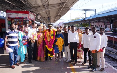 ஓட்டப்பிடாரம் ராணுவ வீரருக்கு நெல்லை ரயில் நிலையத்தில் பிரமாண்ட வரவேற்பு.!